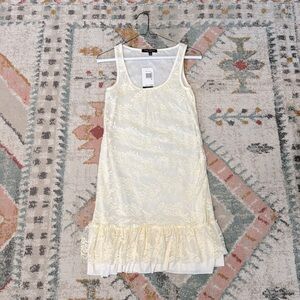 Green Envelope Los Angeles white lace tank dress with ruffle skirt